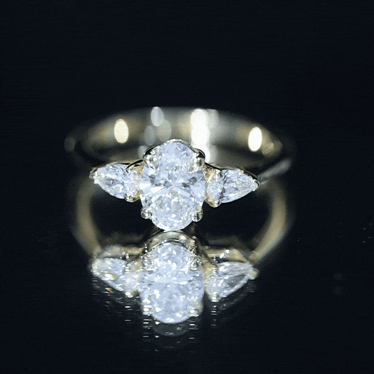 1 Carat Lab Grown Diamond Three Stone Engagement Ring with IGI Certificate