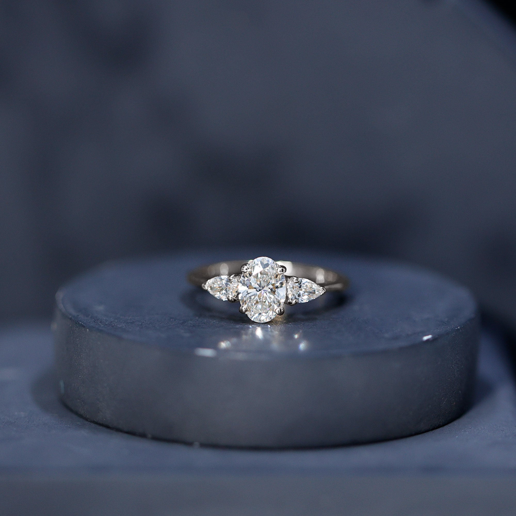 1 Carat Lab Grown Diamond Three Stone Engagement Ring with IGI Certificate