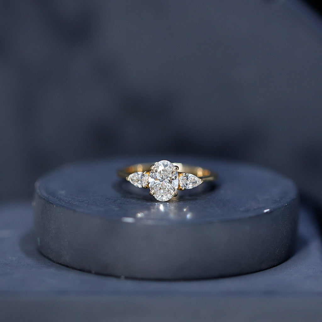 1 Carat Lab Grown Diamond Three Stone Engagement Ring with IGI Certificate