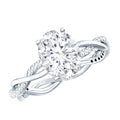 IGI Certified 2 Carat Lab Grown Diamond Oval Hidden Halo Engagement Ring with Braided Band