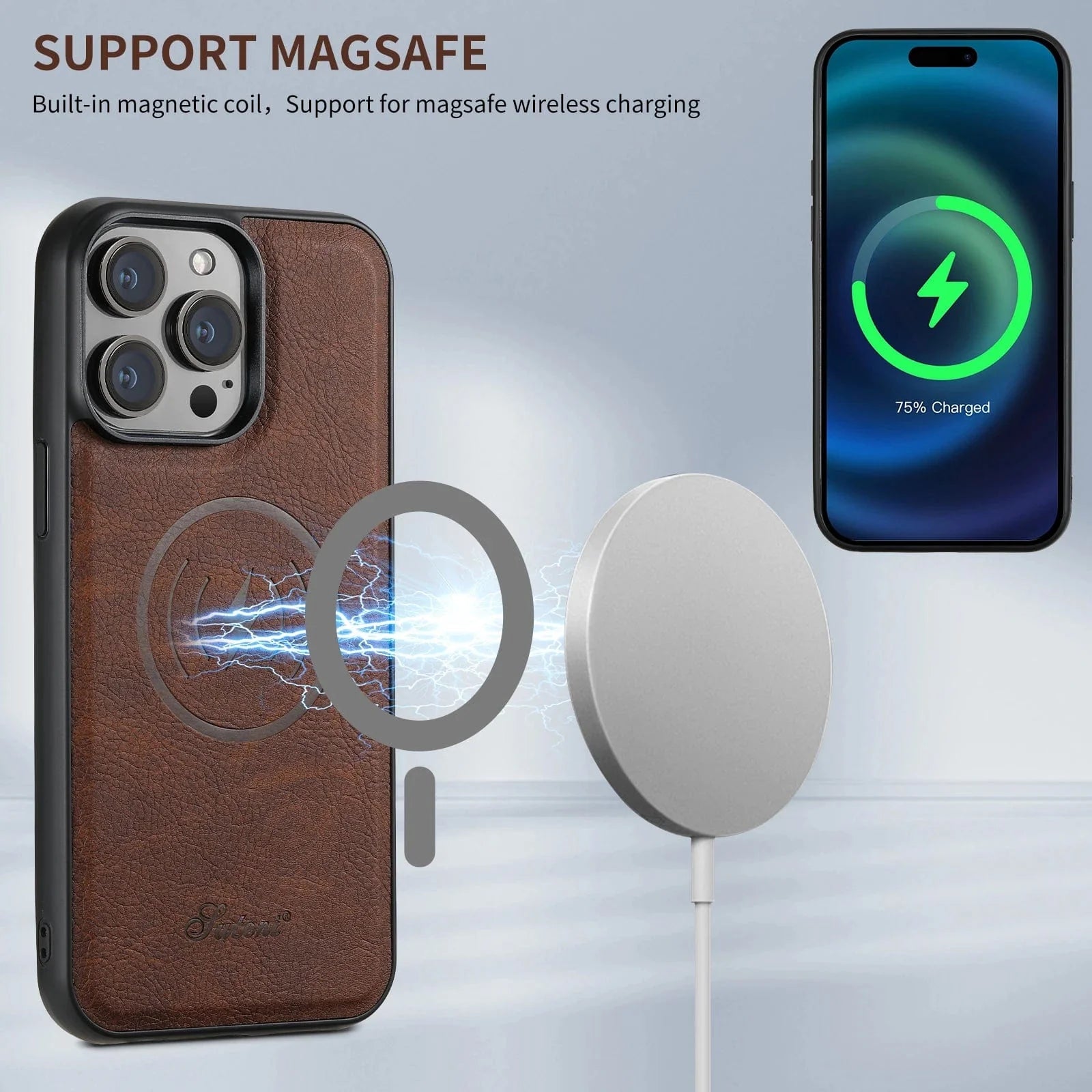 Leather Magnetic Wallet iPhone Case