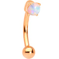5/16 White Synthetic Opal Rose Gold IP Fashionista Curved Eyebrow Ring