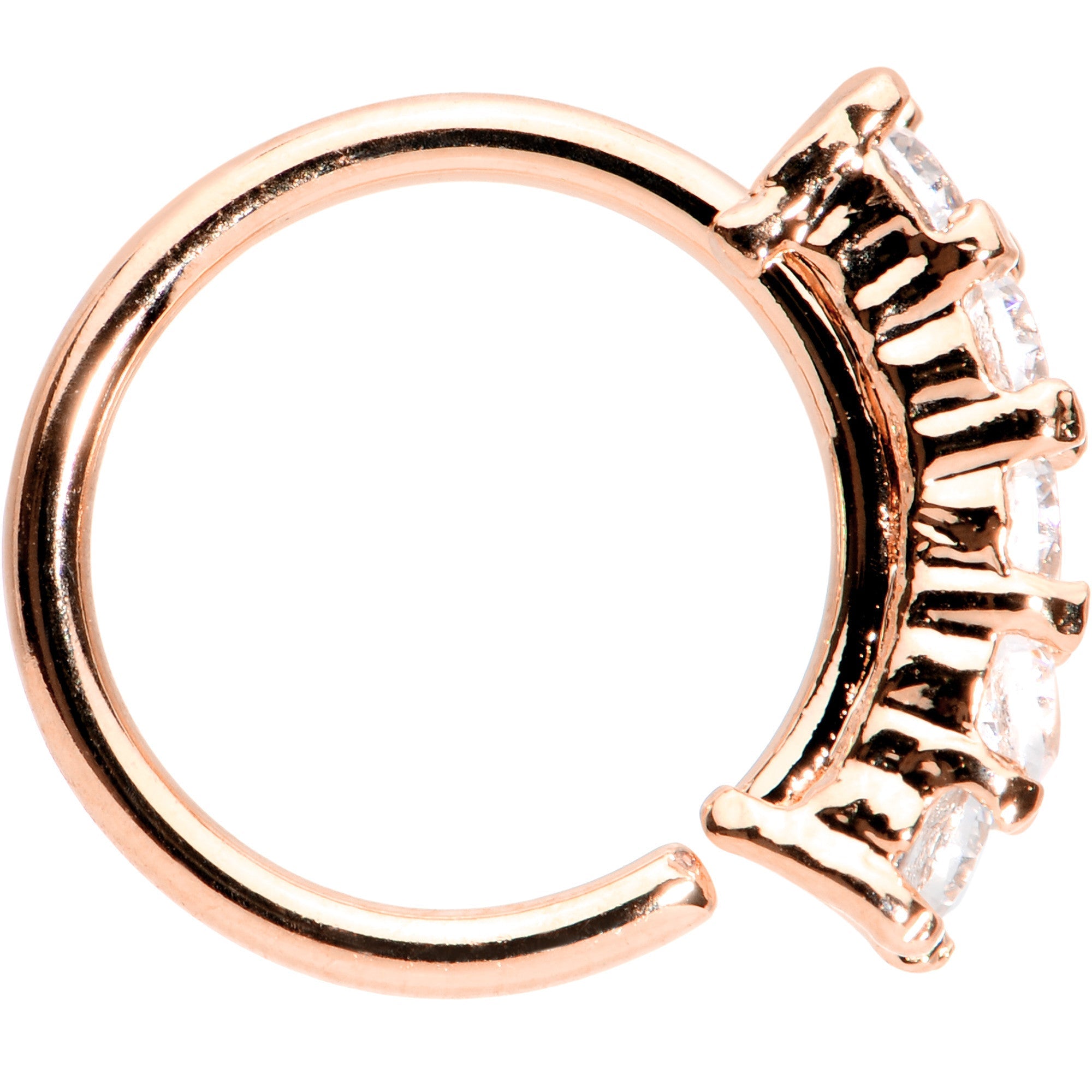 16G 5/16 Clear CZ Rose Gold IP Quintet Seamless Circular Ring