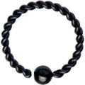 16G 3/8" Black IP So Twisted Captive Style Seamless Ring