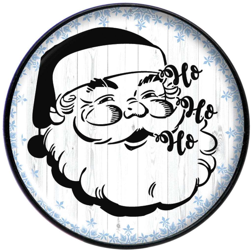 Christmas Retro Santa Ho Ho Ho Black Stud Earrings