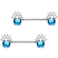 9/16 Aqua Gem Heavenly Tree of Life Barbell Nipple Ring Set