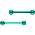 Green Color PVD Sandblasted Barbell Nipple Ring Set