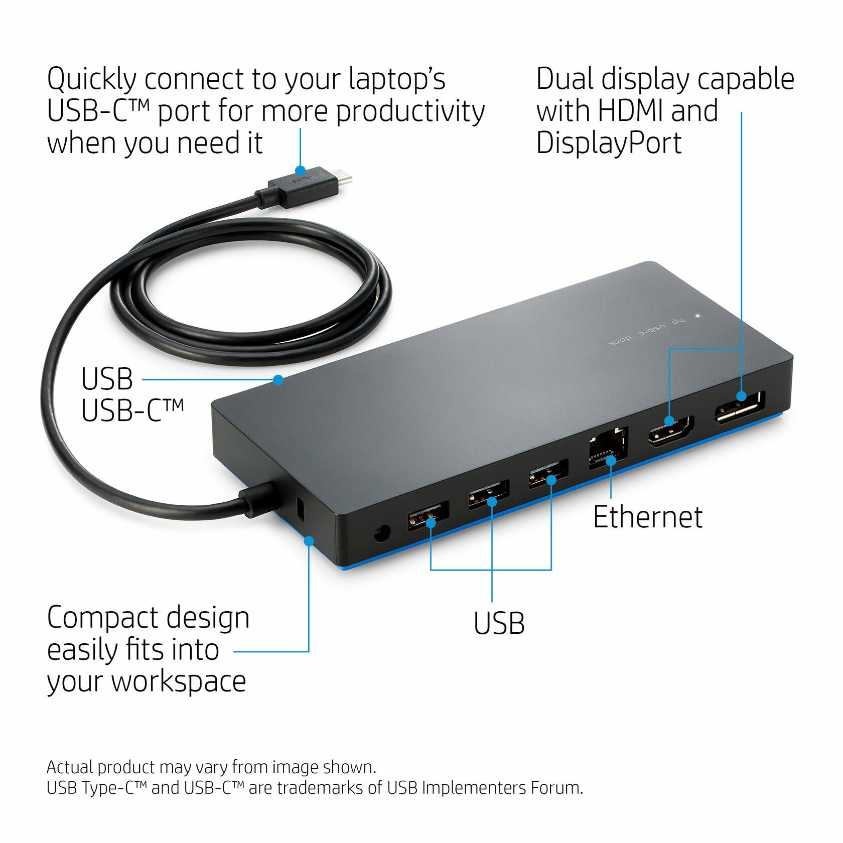 [Like New] HP USB-C Dock - for Notebook/Tablet PC - USB Type C - Wired