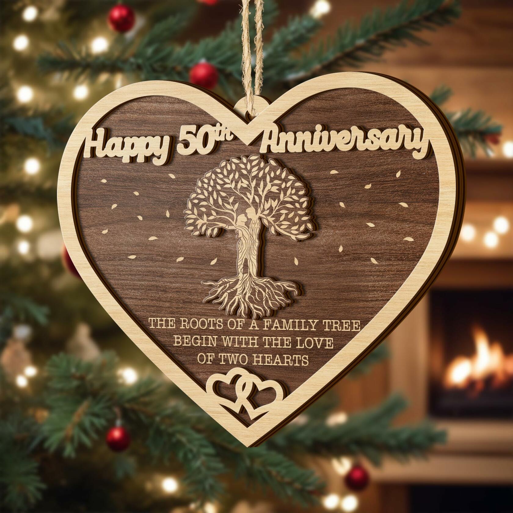 V VIBEPY 50th Anniversary 2-Layer Couples Ornament Decorative Keepsake