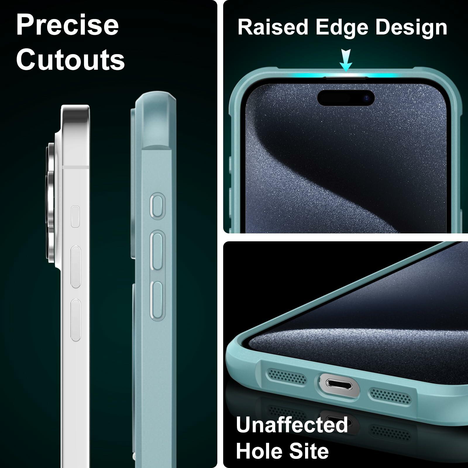 CHAOFEnG iPhone 15 Pro Case 360° Rotatable Stand Magnetic Teal Green