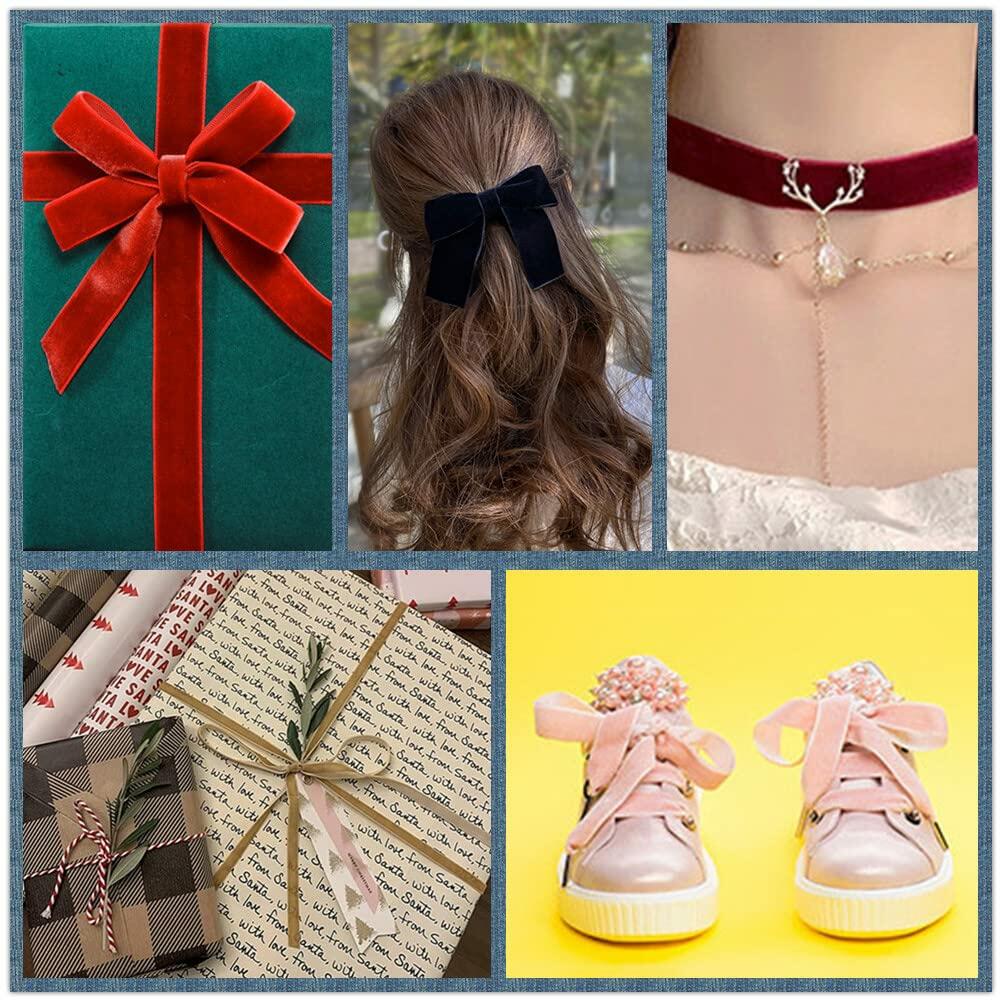 Abbaoww Hot Pink Velvet Ribbon 3/8 Inch x 25 Yards Soft Single Face
