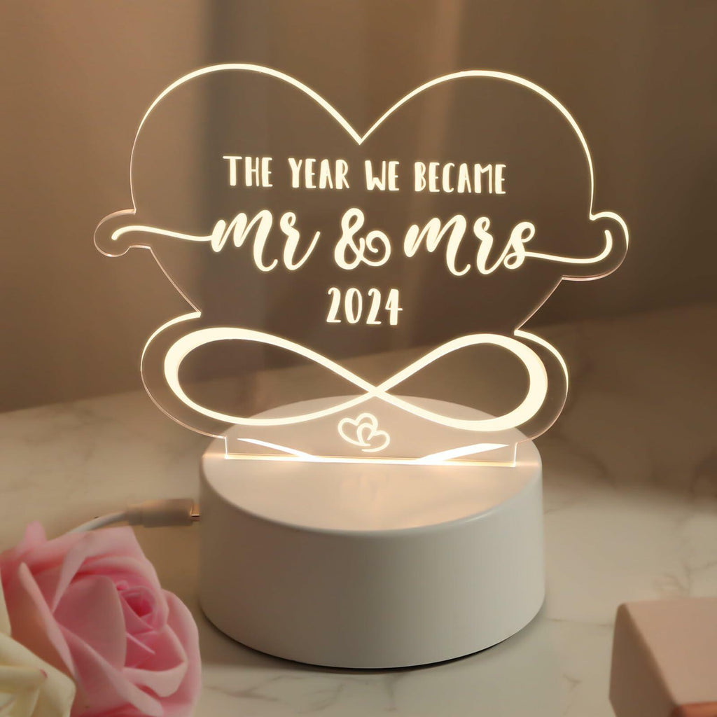 Percozzi Night Light LED Mr and Mrs Wedding Gift 2024 Couples Decor