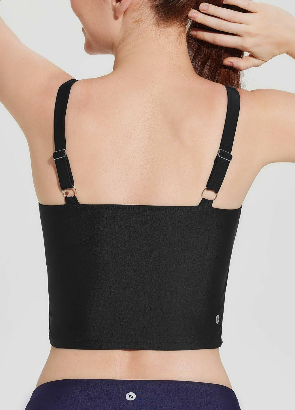 baleaf Women's Swim Top Modest Square Neck Tankini Black Size 36 Built-in Bra