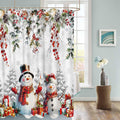 Christmas Snowman Shower Curtain 72x72in Waterproof Fabric Farmhouse 12 Hooks