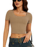 LOMON Women's Black Slim Fit Scoop Neck Short Sleeve T-Shirt Size XS
