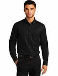 Wangyue Black Long Sleeve Casual Button-Down Shirt with Pockets Size 3XL