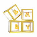Onteftshop Baby Boxes Letters Party Decorations Transparent Gold 4pcs