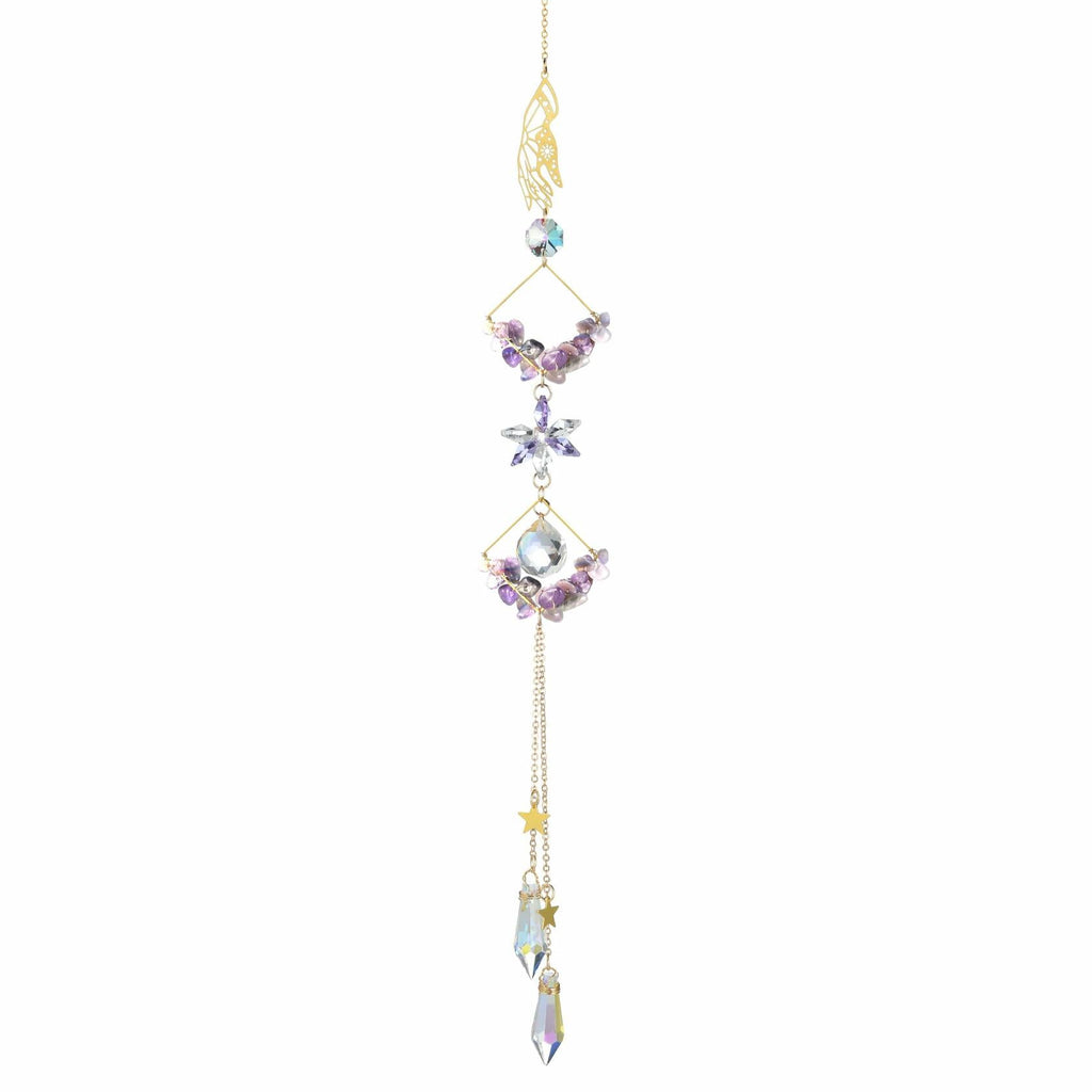 Venusorn Natural Crystal Flower Chains Purple - Window Décor Sun Catchers
