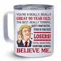 NAHOTICQ 90th Birthday Tumbler Mug 12oz Gift for Men Women