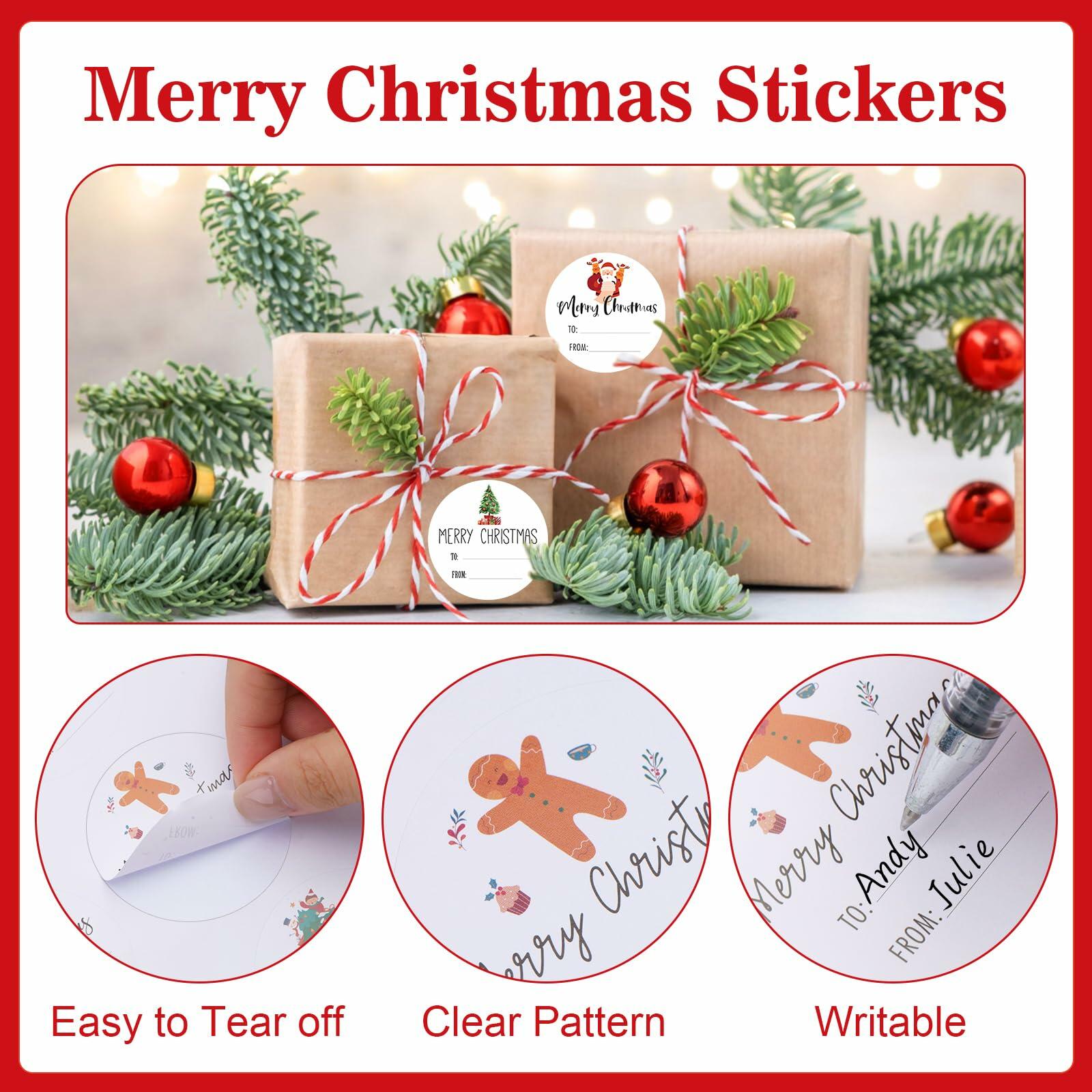 Joycraft 120Pcs Merry Christmas Stickers 2in 12 Styles Holiday Labels