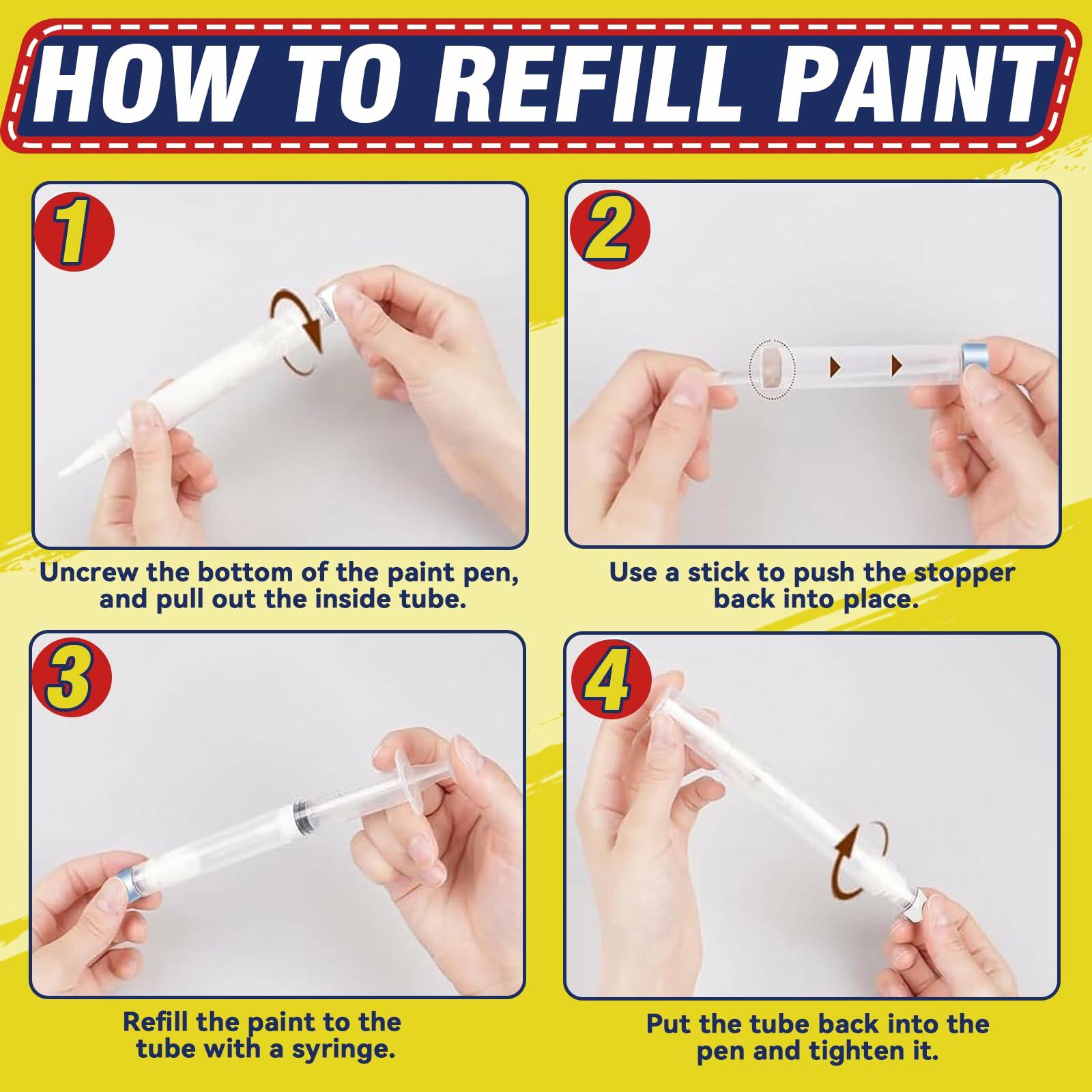 Galitoon Touch Up Paint Pens 4 Pack White Fine Tip Refillable Precision