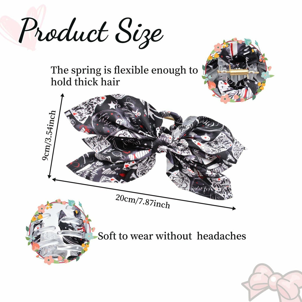 Hadutrek Bow Hair Clips Large 3PCS Black Green Red for Thick Hair Women