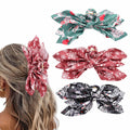 Hadutrek Bow Hair Clips Large 3PCS Black Green Red for Thick Hair Women