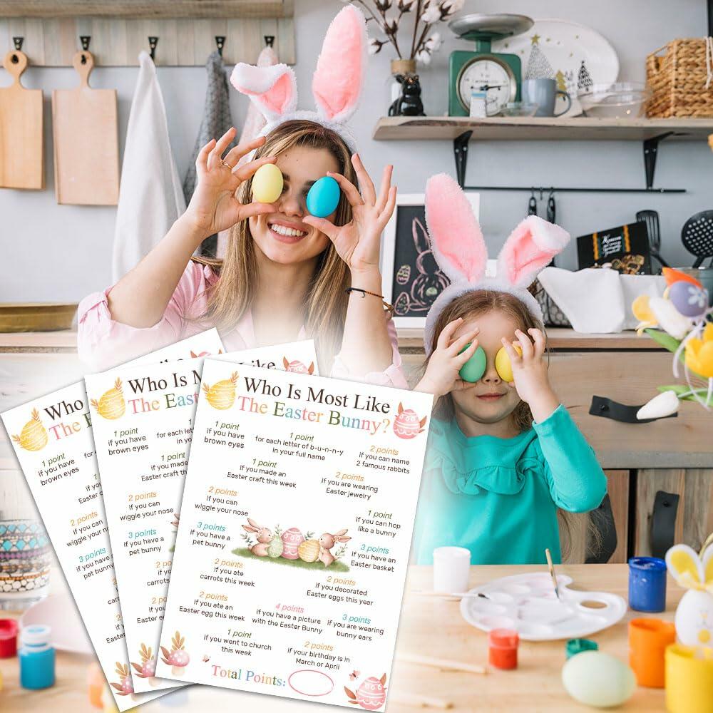 Who Is Most Like The Easter Bunny Game Cards Set of 20 Colorful Eggs