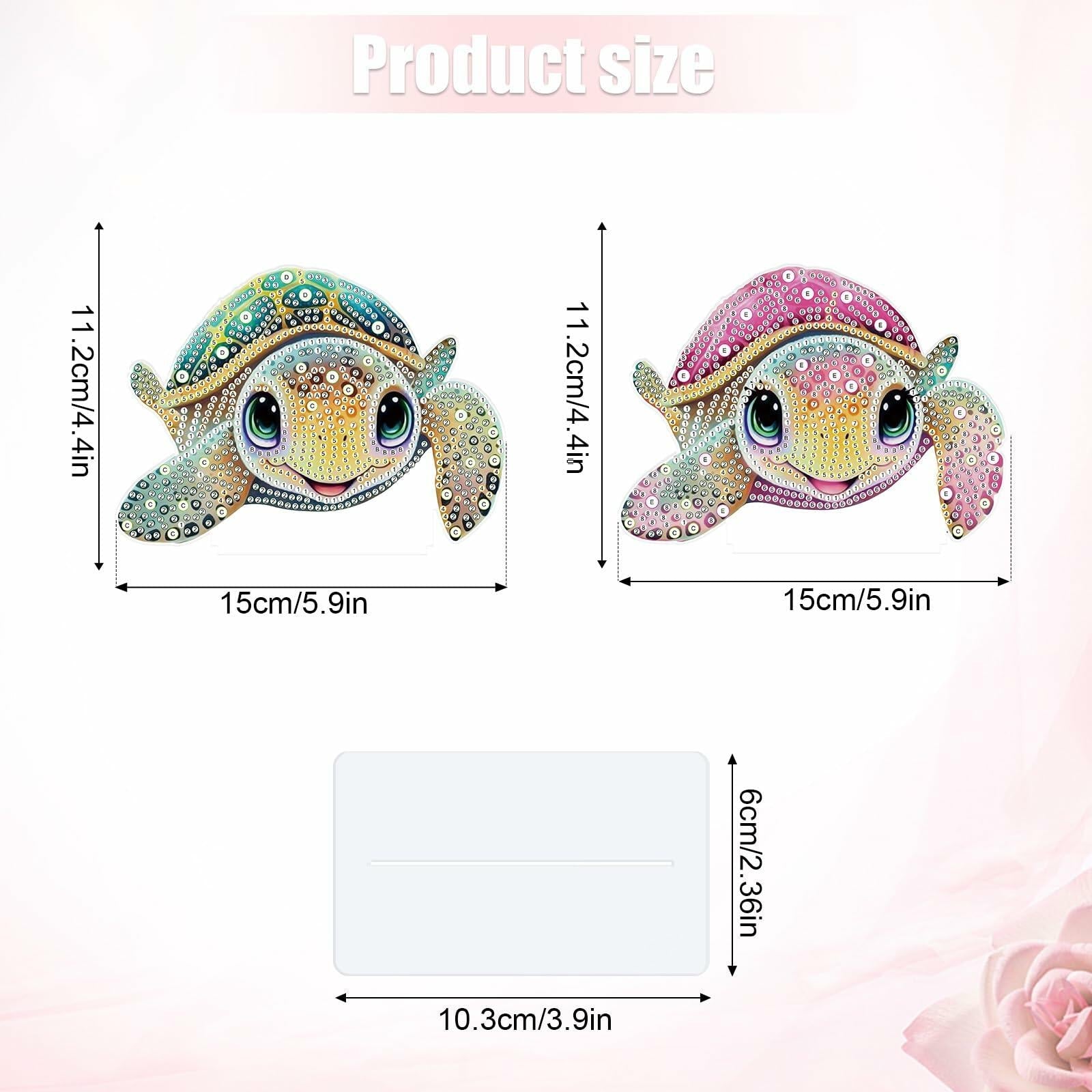 Tontut 2 Pcs Diamond Art Painting DIY Turtle Shape Desktop Jewelry Kits