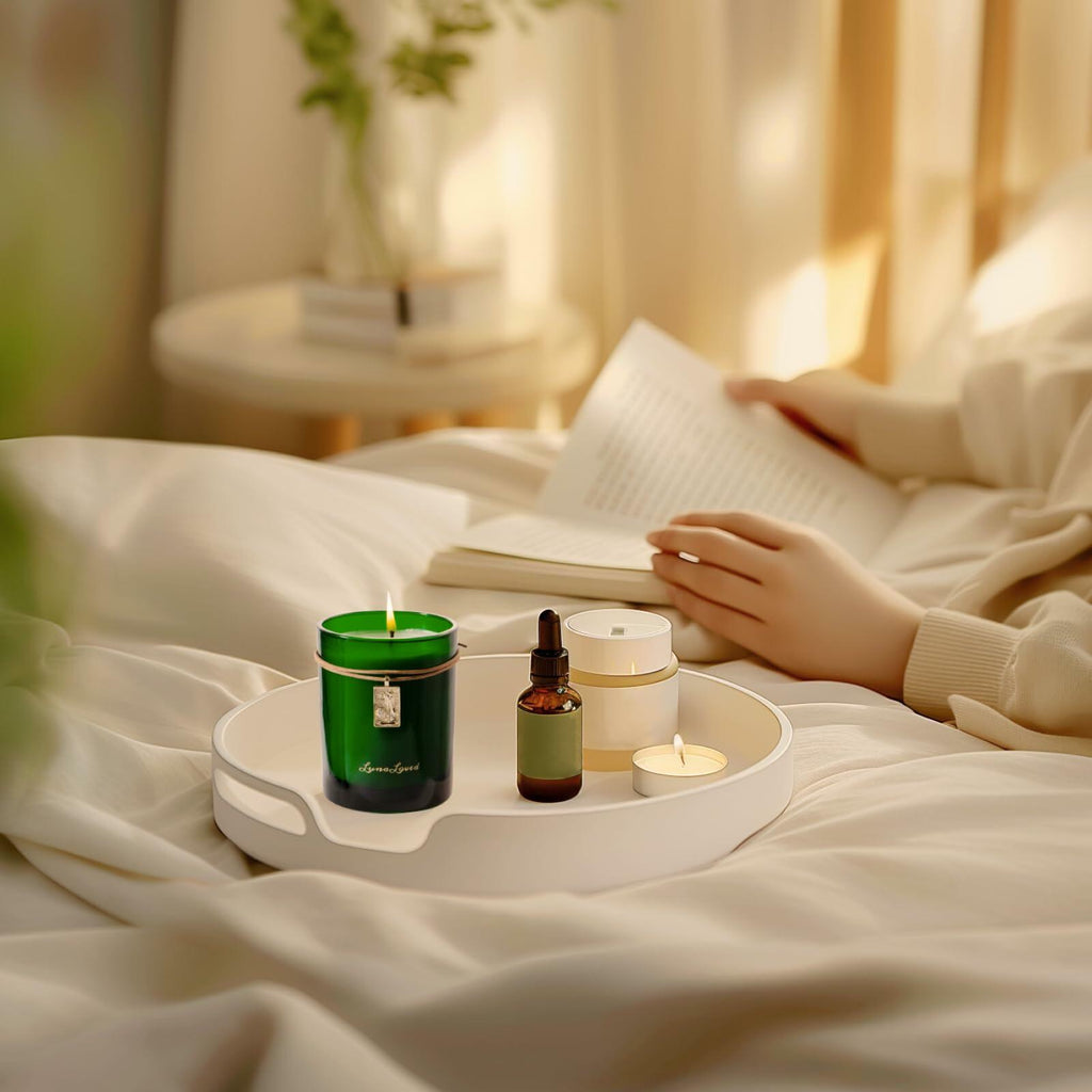 LunaLoved Candle for Tarot The Hermit, Juniper Lavender Scented Candles, GREEN