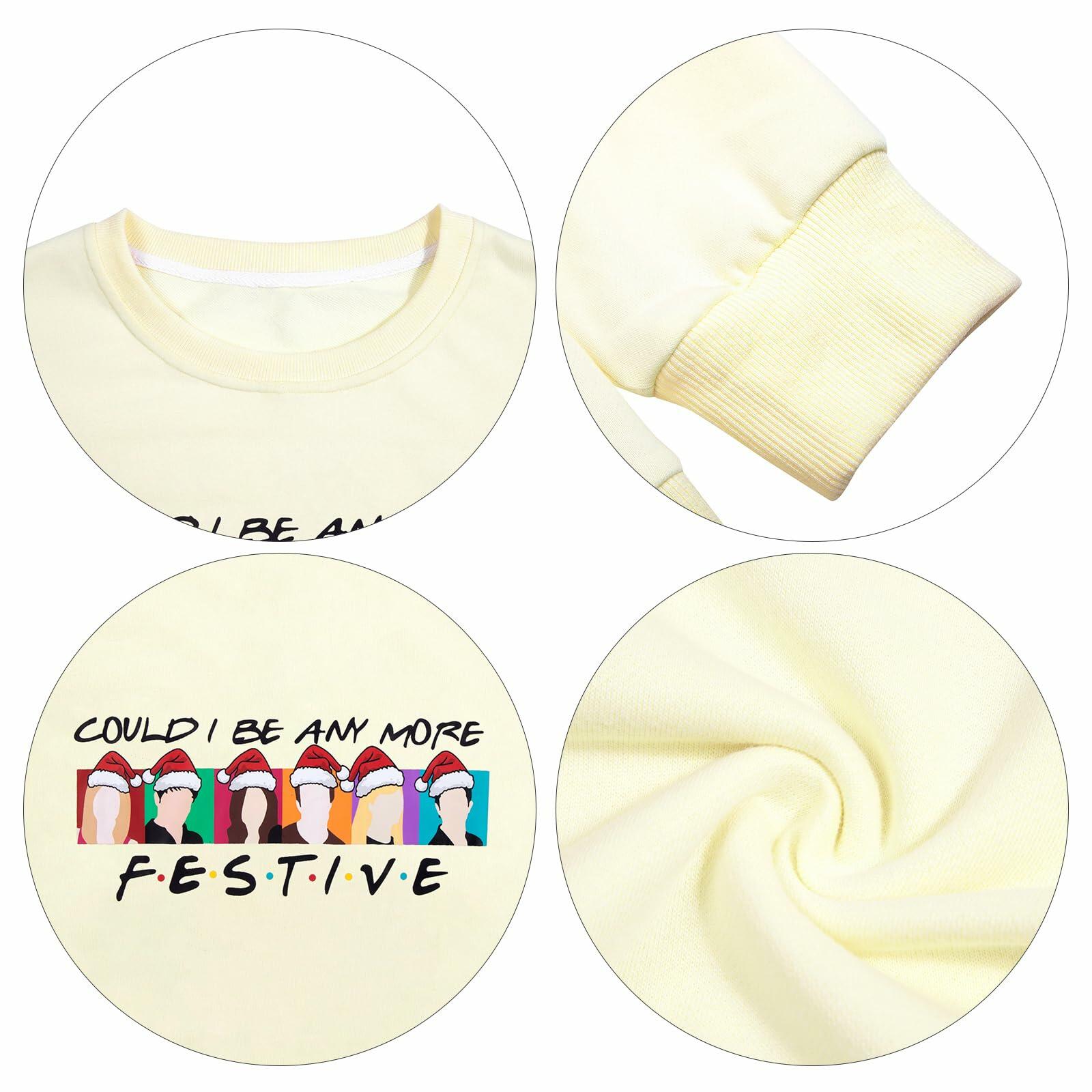 FASHGL Christmas Friends Sweatshirt Women Long Sleeve Green, XL