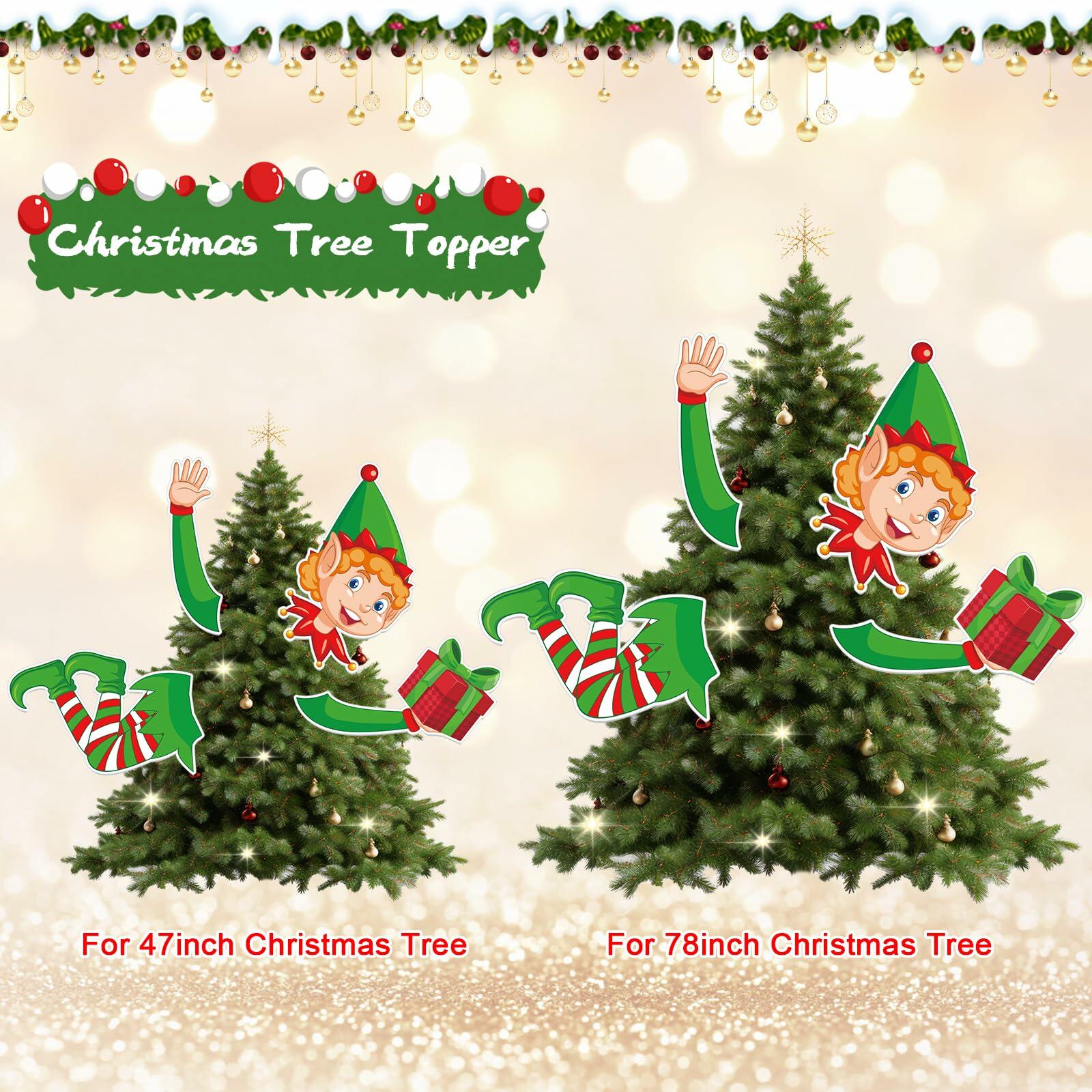 Lonfliness Elf Christmas Tree Topper 4pcs Xmas Holiday Decor Set