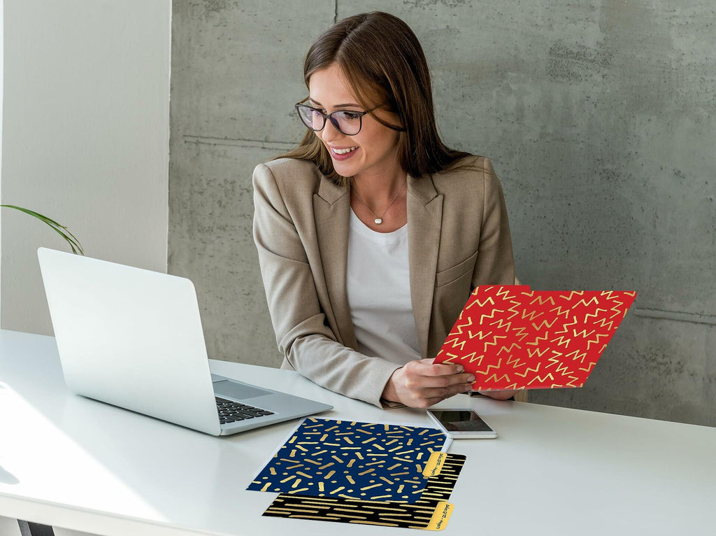 Better Office Decorative File Folders Letter Size 18 Pack Red Black Blue