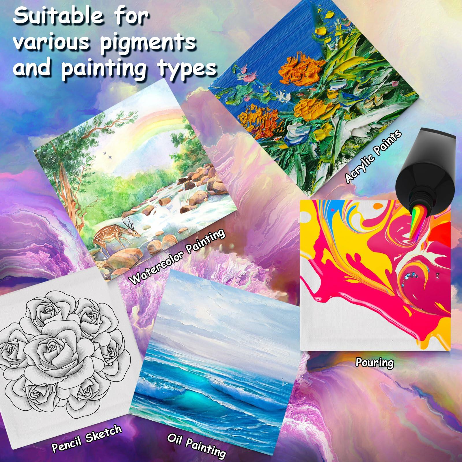 12PCS Mini Canvas and Easel Set 4x4in Cotton Canvases Small Art Stand
