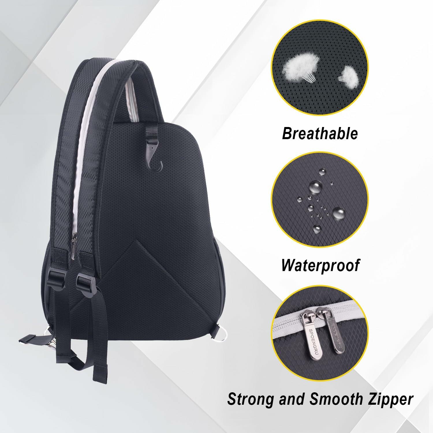 SPOENGRU Small Convertible Sling Backpack Crossbody Bag Black