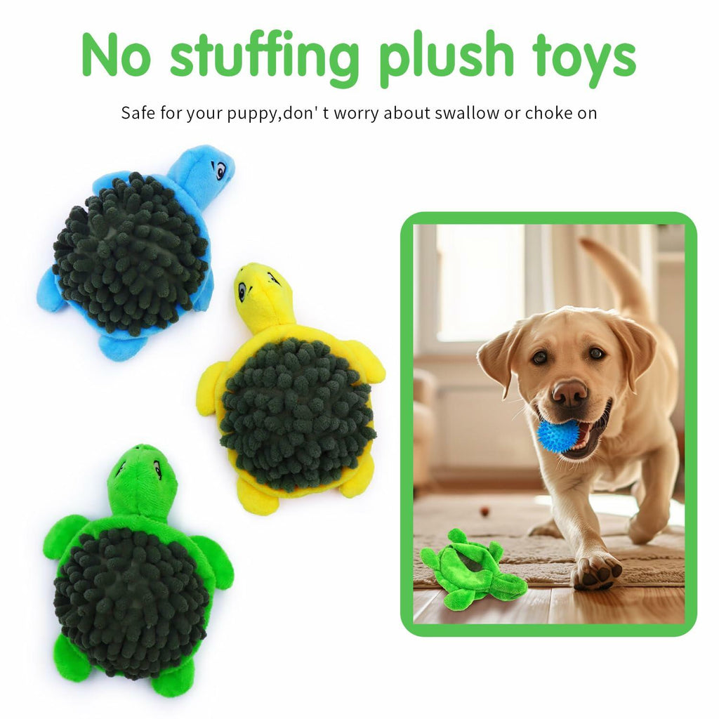 [Like New] Aqezd Turtle Small Dog Squeaky Toy with Ball 2-in-1 Plush BPA-Free