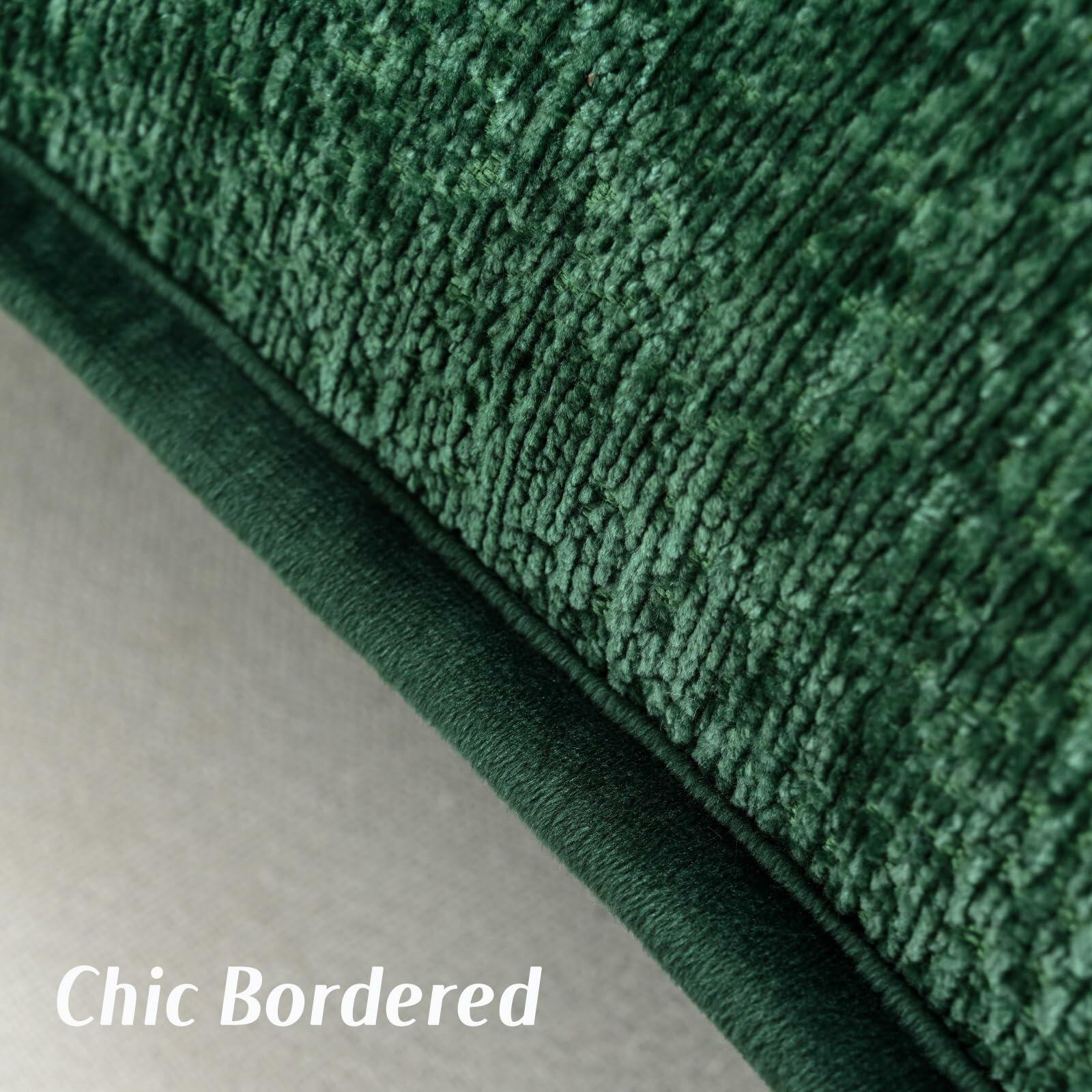 [Like New] FUTEI Dark Green Chenille Throw Pillow Covers Set of 2 26x26 Inch Euro Sham