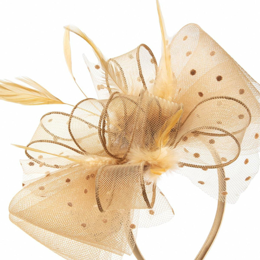 Unpifolov Fascinators Flower Mesh Feathers Headwear Dark Yellow