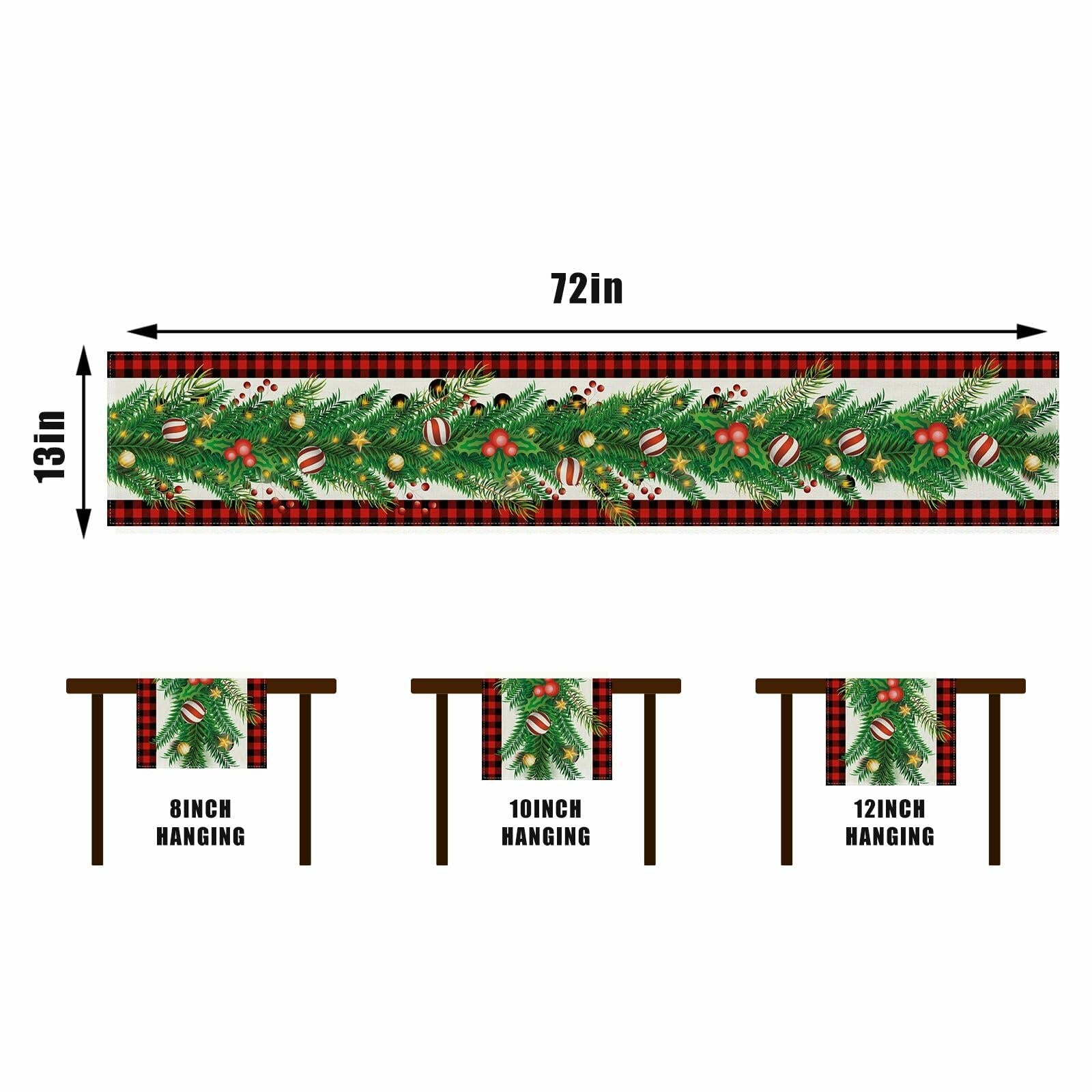 Linen Christmas Table Runner Winter Xmas Decorations 13x72 Inch