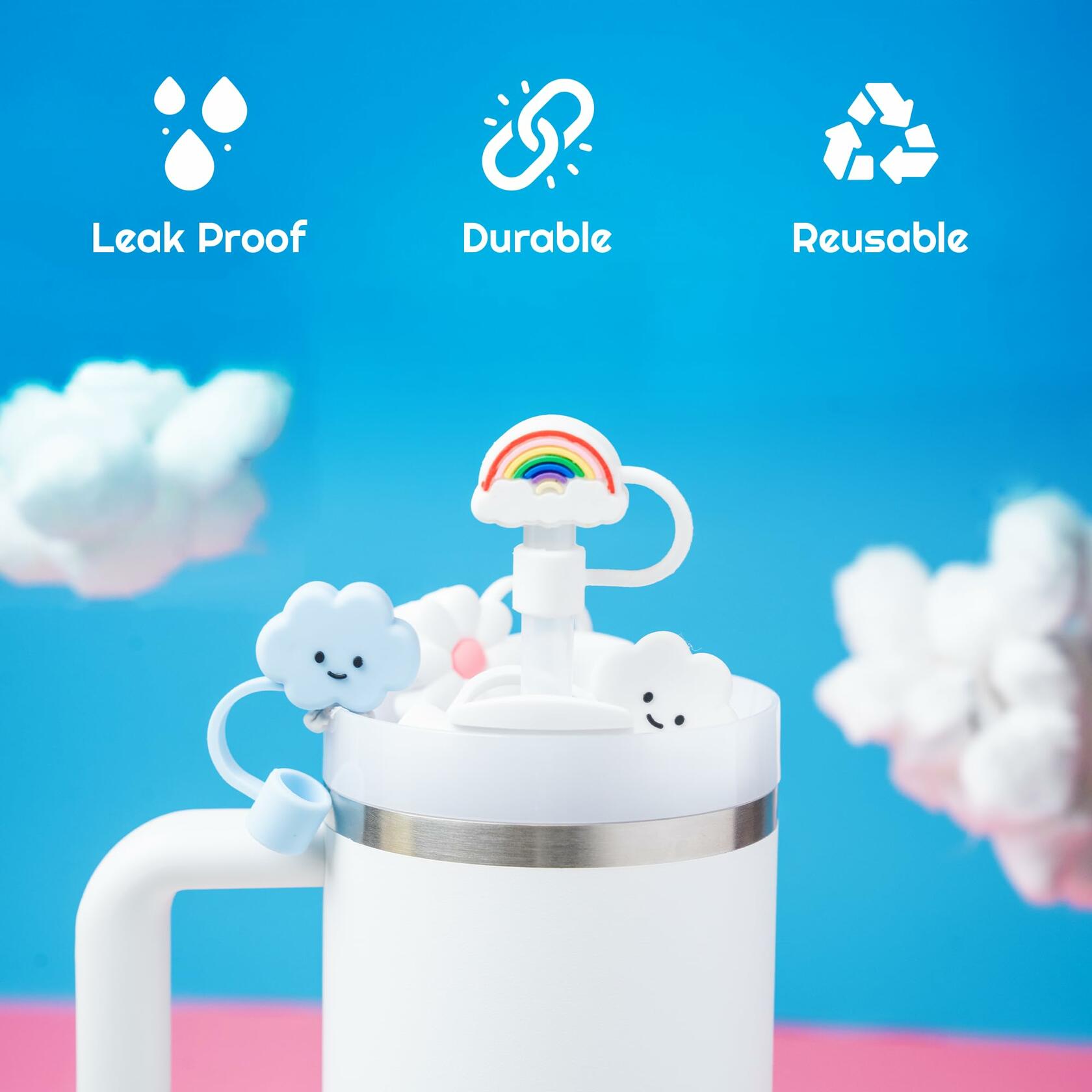 CharCharms Straw Toppers for 10mm 30oz 40oz Stanley Cup Tumbler Flower