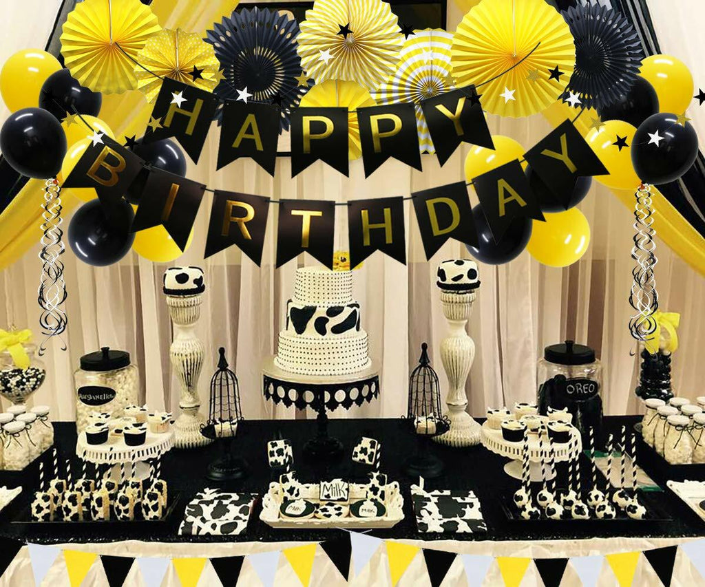 ADLKGG Navy Blue Silver Black Birthday Party Decorations Banner Balloons Set