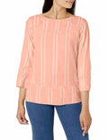 Riders by Lee Indigo Women's 3/4 Pieced Pintuck Popover Peach Bud Size L