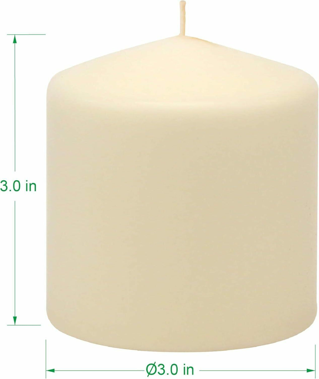 [Like New] 6 Pack Ivory Wax Pillar Candles 3x3 Inch 18 Hour Unscented Traditional Wedding