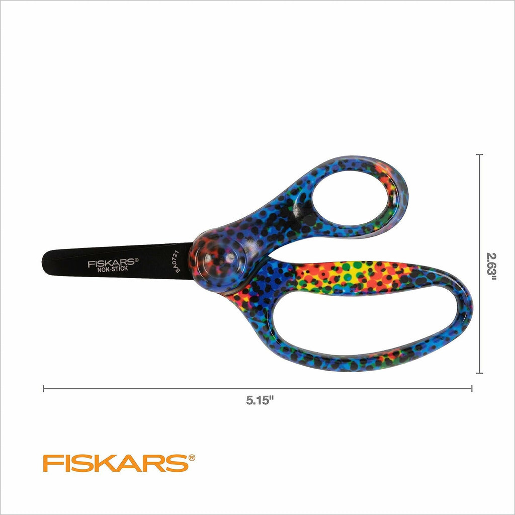 Fiskars Designer Non-stick Blunt-tip Kids Scissors 5" Bright Pixels