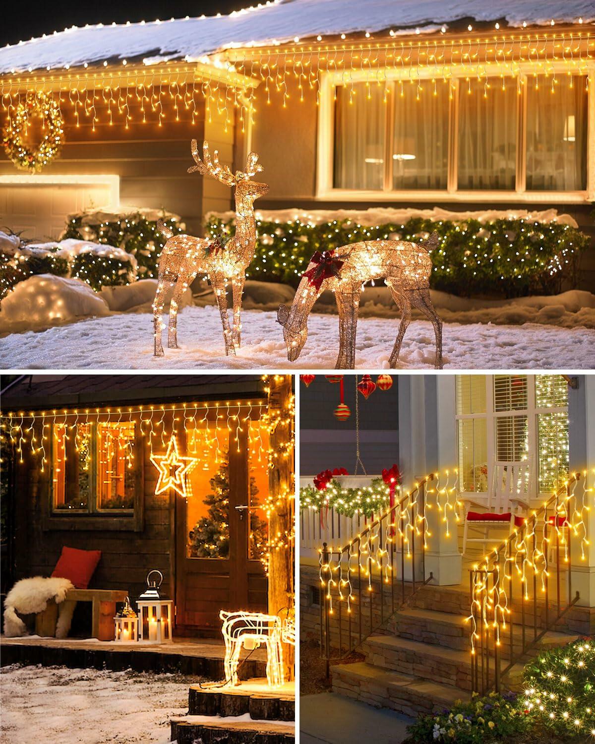 [Like New] JIXXULVU 2 Pack 53FT 486 LED Outdoor Waterproof Timer 8 Modes Warm White