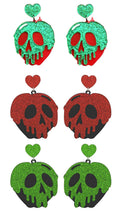 3 Pairs Halloween Horror Skull Earrings acrylic Gothic Skull Pumpkin Earring For