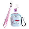 LZHZXM Hello Cartoon Cat TPU Case with Pink Lanyard Keychain Transparent