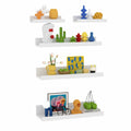 Lyeasw 16in White Floating Wall Shelves Set of 5 with Lip for Kitchen Bath