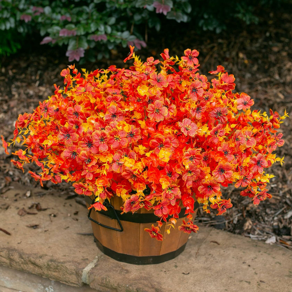 Ivydale Fall Flowers Artificial Mums 12 Bundles UV Resistant Fall-Orange