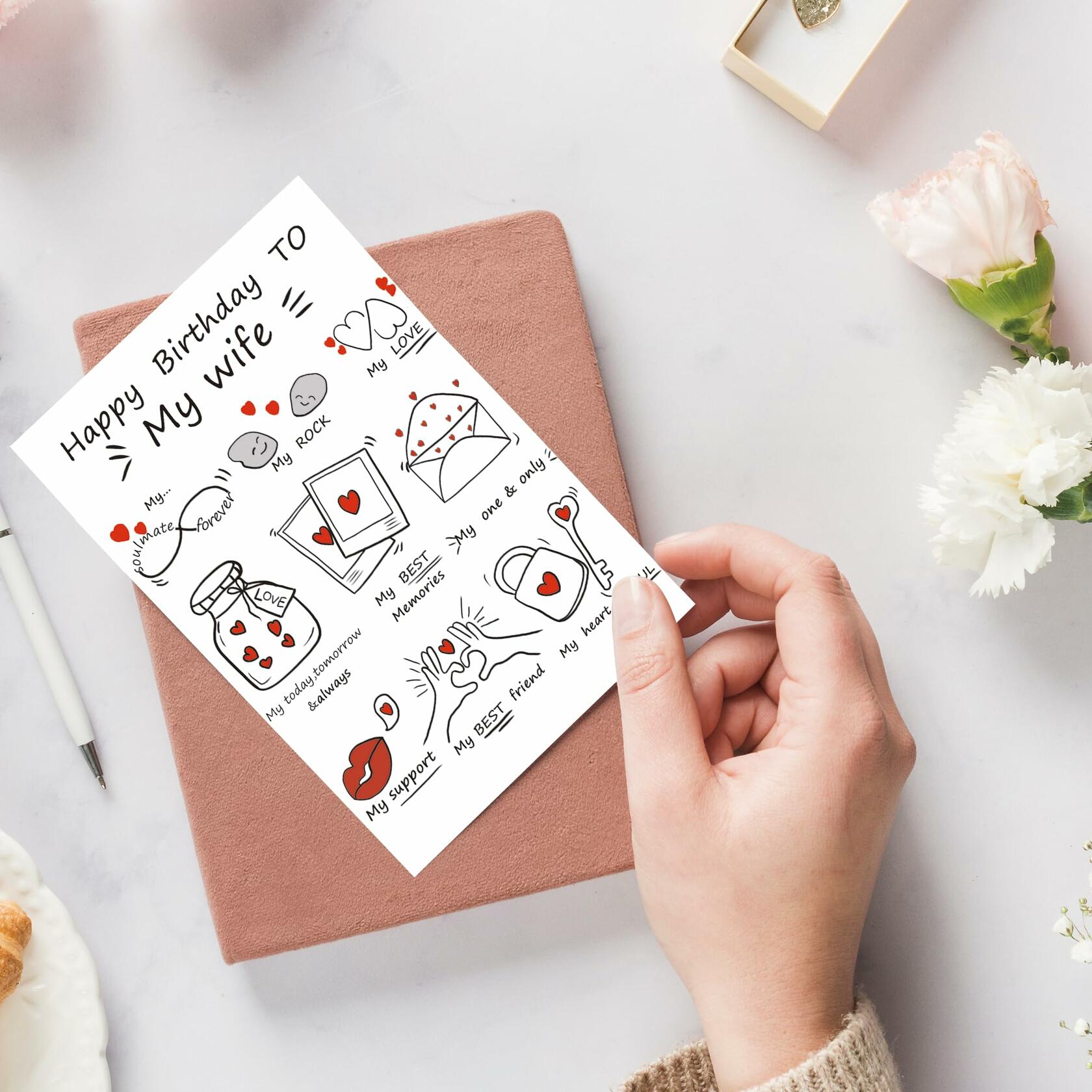 Detuca Birthday Card for Wife Fiancée Girlfriend Romantic Cute DTK-28